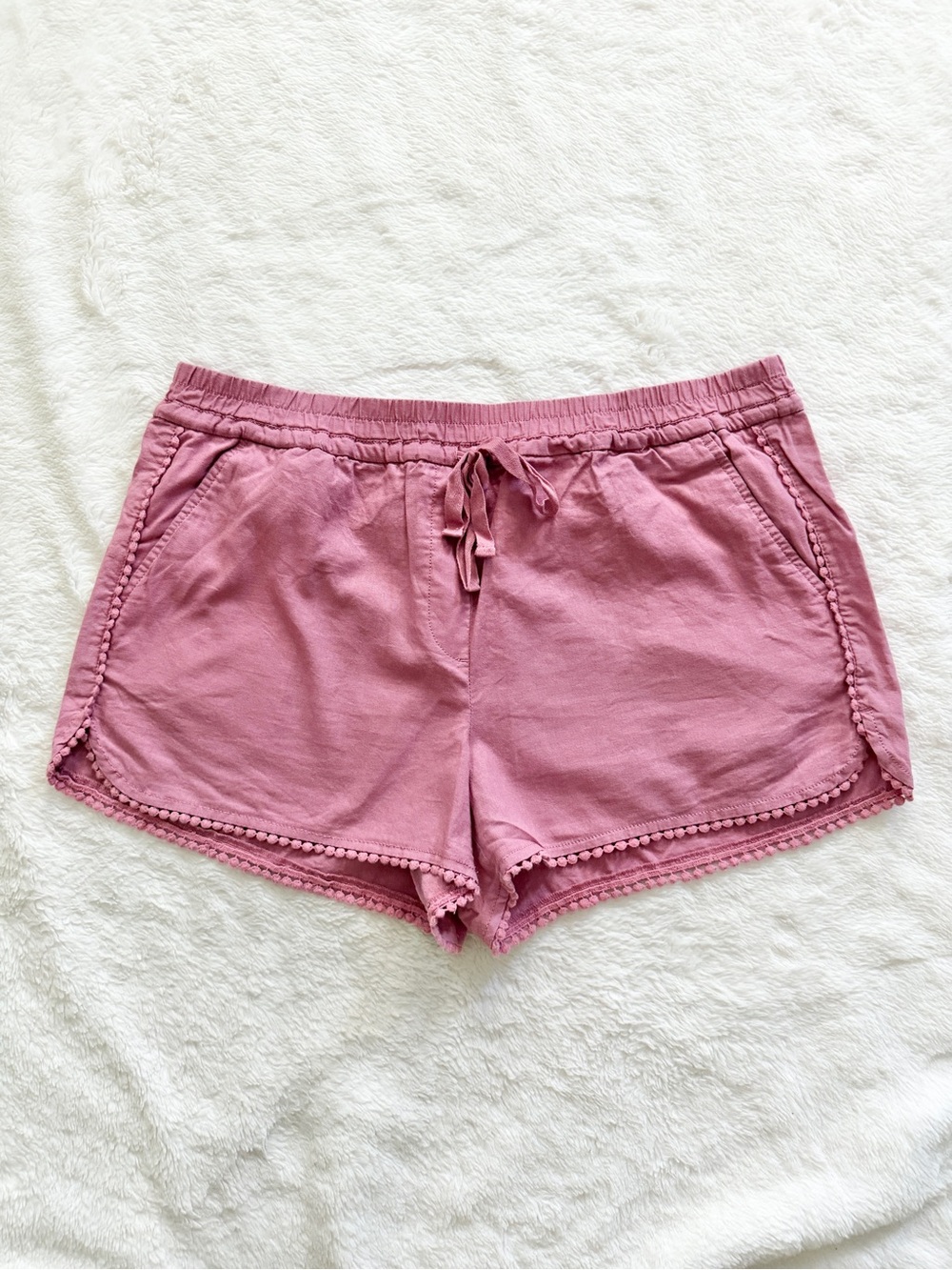 LOFT Linen Blend Running Style Shorts Pink Size Large